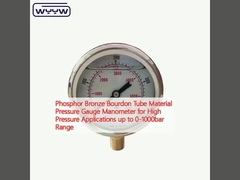 Phosphor Bronze Bourdon Tube Material Pressure Gauge Manometer for High Pressure Applications up to 0-1000bar Range