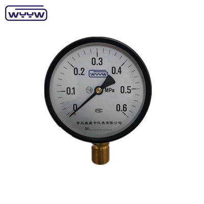 100mm Black Steel Bourdon Tube Type Bottom Connection MPa Common Rail Pressure Gauge