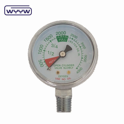 Factory price 0-4000psi chromed medical use no oil bottom entry 50mm chromed oxygen cylinder pressure gauge