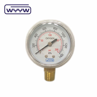 Factory price 0-4000psi chromed medical use no oil bottom entry 50mm chromed oxygen cylinder pressure gauge