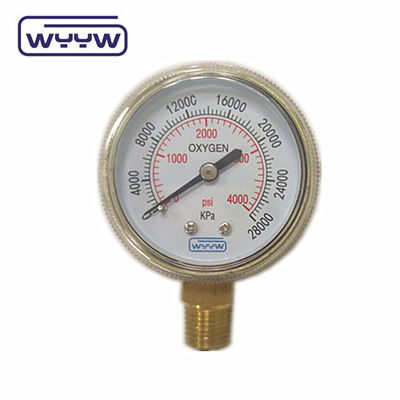 Factory price 0-4000psi chromed medical use no oil bottom entry 50mm chromed oxygen cylinder pressure gauge