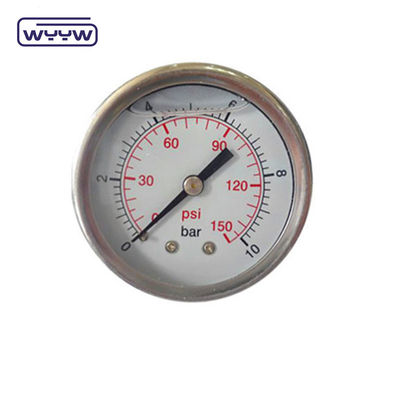 En837-1 63mm rear all stainless steel brass bourdon tube pressure gauge 0-20bar/0-300psi 1/4&quot;NPT thread