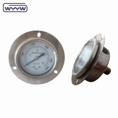 CE approved 63mm EN837-1 glycerine oil filled bar psi double scale pressure gauge with front flange
