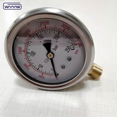 oem for free industrial pressure manometer penumatic 1/4"G radial connection liquid filled bar pressure gauge 2.5"