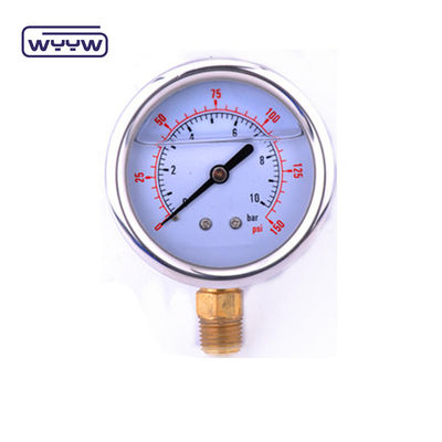 EN837-1 Glycerine 63mm 1psi 0- 600 Psi Npt 1/4 Oil Filled Pressure Gauge