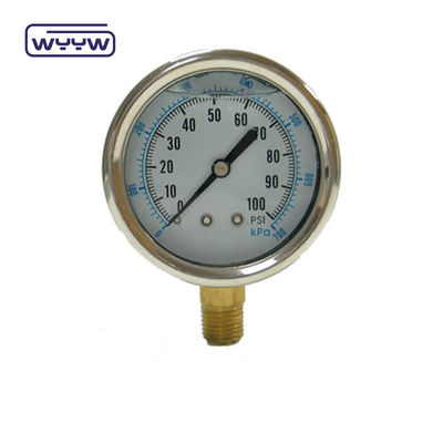 EN837-1 Glycerine 63mm 1psi 0- 600 Psi Npt 1/4 Oil Filled Pressure Gauge