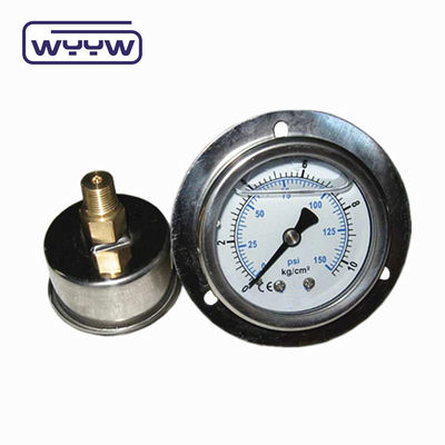 Impact Resistance Precise 150 Psi Hydraulic Pressure Gauge Oil 400 Bar With Front Flange