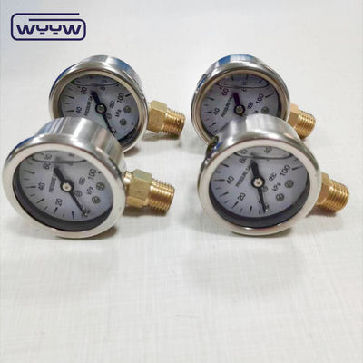 40mm Dial Ss304 Case Pointer Type Bourodon Tube  Vertical 0-10bar /psi  Oil Filled Pressure Gauge 1-1/2