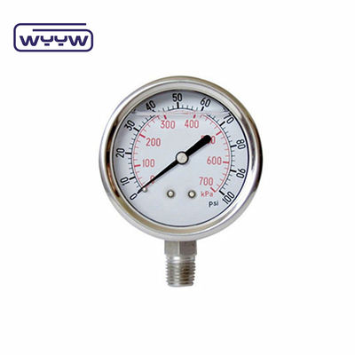 63mm Oil filled 304stainless steel Seismic pressure gauge manometer