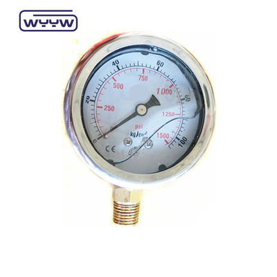 63mm Oil filled 304stainless steel Seismic pressure gauge manometer