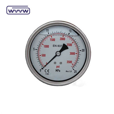 63mm EN837-1 hydraulic water 0-10bar /psi axial entry oil glycerin filled pressure gauge 2.5&quot; manometer