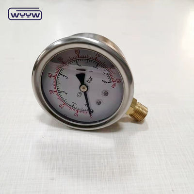 Customizable 1/4 BSPT Bottom Connection Vacuum Oil Filled Pressure Gauge Raw of Industrial High Pressure Gas Gauge Meters