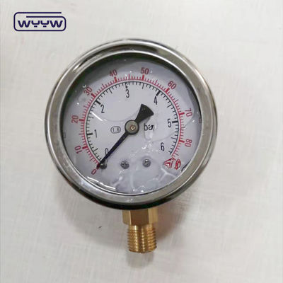 Customizable 1/4 BSPT Bottom Connection Vacuum Oil Filled Pressure Gauge Raw of Industrial High Pressure Gas Gauge Meters