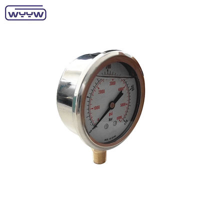 YN60 shock-proof radial bottom entry oil filled stainless steel 2.5&quot; gauge high pressure 400 bar