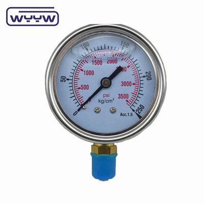 4&quot; Liquid Filled Mud Pump Pressure Gauge Bottom Mount 1.6% Accuracy