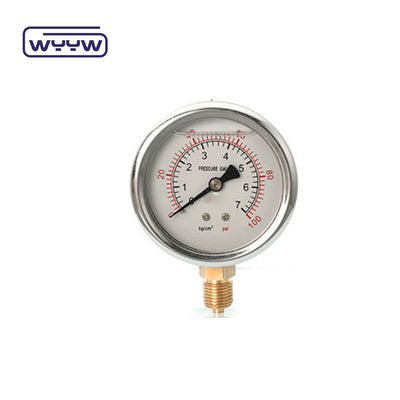 Glycerine Pressure Gauge Manometer 100mm Bottom Pressure Meter For Oil And Gas