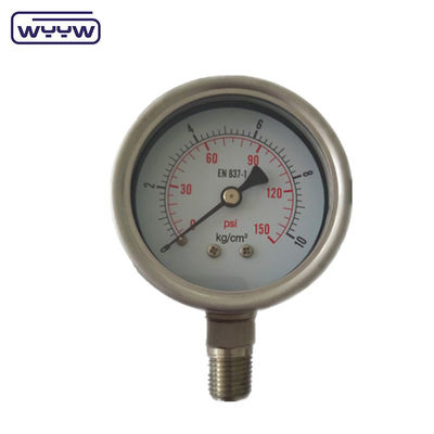 Back Glycerine Shock Resistant Hydraulic Jack Pressure Gauge Range Customized