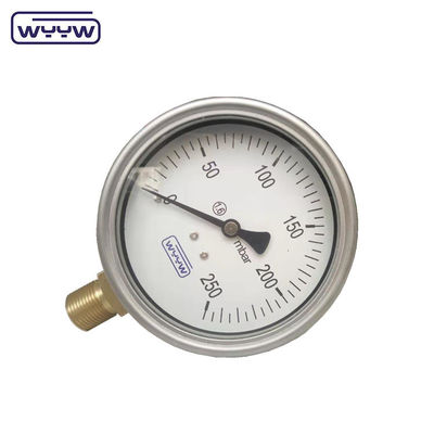 Chinese  Bottom Stainless Steel Manometer Price Bellows Type 0-50 Mbar Capsule Low Pressure Gauge