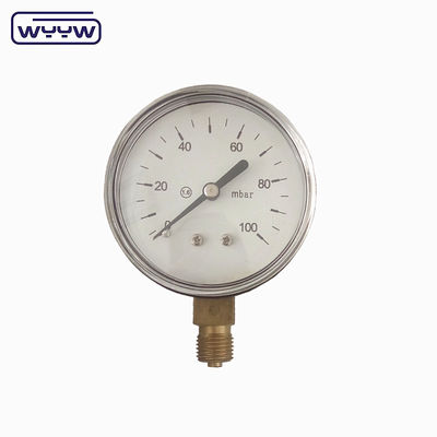 black steel 1/4"npt bsp brass thread radial accuracy 1.6 low pressure manometer air 60mbar pressure gauge