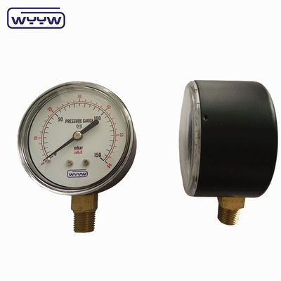90mbar Capsule Pressure Gauge Black Steel Low 60mm Bellow Type Manometer