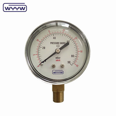 90mbar Capsule Pressure Gauge Black Steel Low 60mm Bellow Type Manometer