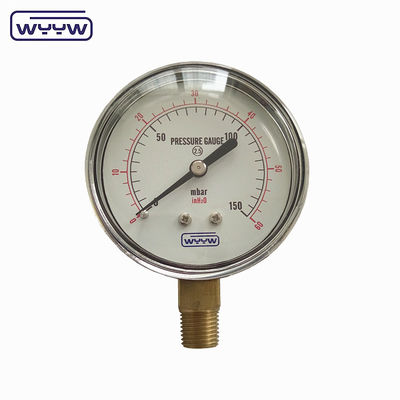 90mbar Capsule Pressure Gauge Black Steel Low 60mm Bellow Type Manometer