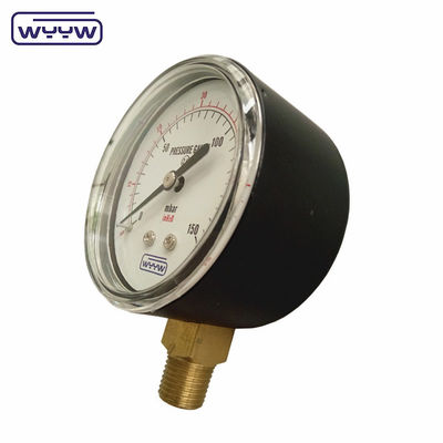90mbar Capsule Pressure Gauge Black Steel Low 60mm Bellow Type Manometer