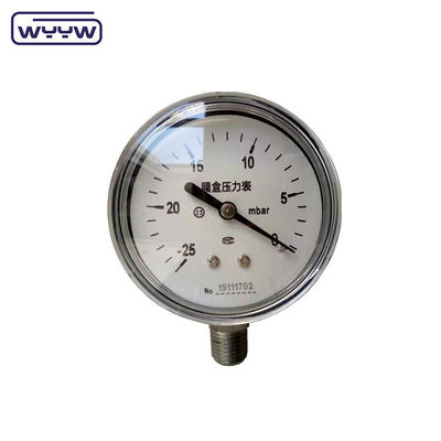 MMWC &amp; Mbar 63mm Capsule Pressure Gauge Manometer Stainless Steel Material