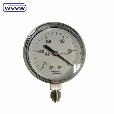 MMWC &amp; Mbar 63mm Capsule Pressure Gauge Manometer Stainless Steel Material