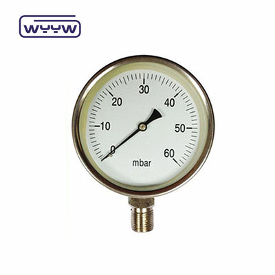 0-15 Kpa MmAq Capsule Pressure Gauge Stainless Steel Bottom Connection