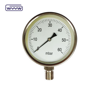 0-15 Kpa MmAq Capsule Pressure Gauge Stainless Steel Bottom Connection