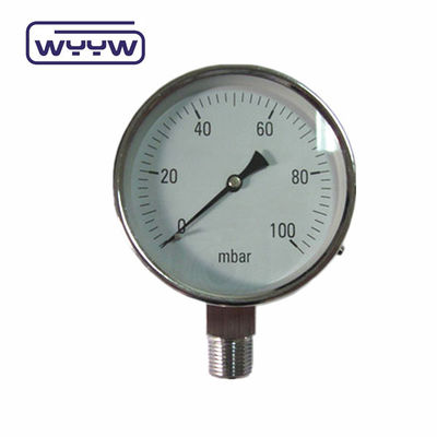 0-15 Kpa MmAq Capsule Pressure Gauge Stainless Steel Bottom Connection