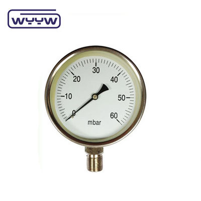 0-15 Kpa MmAq Capsule Pressure Gauge Stainless Steel Bottom Connection