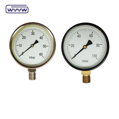 80mm Kpa Mbar Bellows Pressure Gauge Low Pressure Manometer Radial Connection