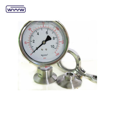 SS316 Silicone Sanitary Pressure Gauge 100mm 1.6% Accuracy