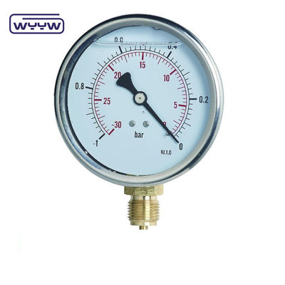 SS304 Case Compound Gauge Pressure Gauge Radial Direction -1-1bar -15-15psi 100mm Oil Filling