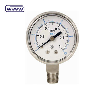 dry natural gas oxygen use no oil bottom entry 60mm stainless steel bourbon tube pressure gauge