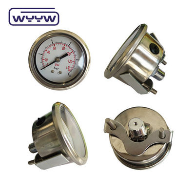 high quality axial manometer MPa/bar/kg Back connection 60mm full 304ss stainless steel pressure gauge