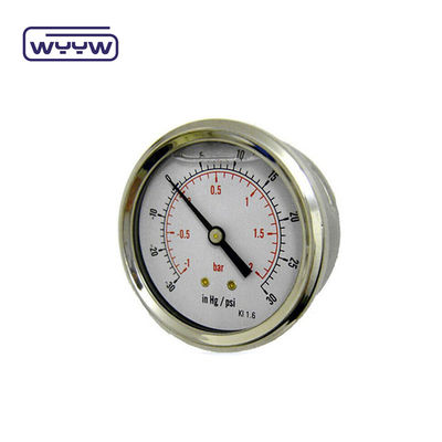high quality axial manometer MPa/bar/kg Back connection 60mm full 304ss stainless steel pressure gauge