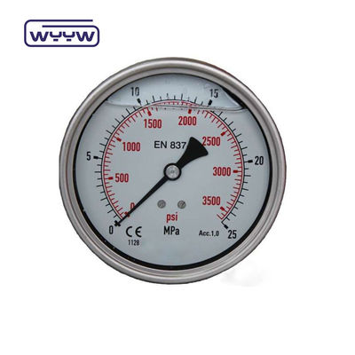 high quality axial manometer MPa/bar/kg Back connection 60mm full 304ss stainless steel pressure gauge