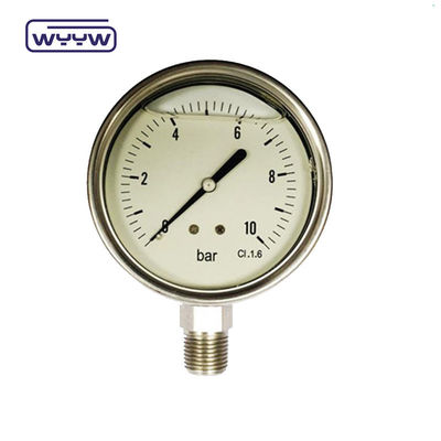4 Inch Stainless Steel Oil Filled Pressure Gauge With 2.5%/1.6% Accuracy And 1/4''PT/NPT/G/M Thread