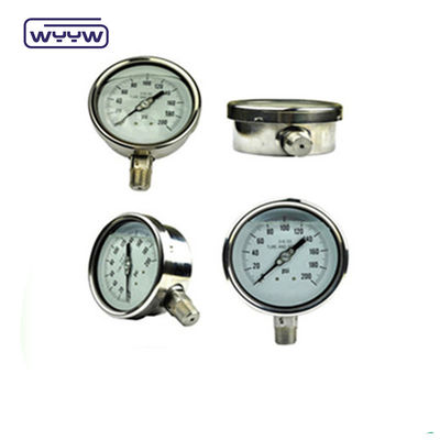 4 Inch Stainless Steel Oil Filled Pressure Gauge With 2.5%/1.6% Accuracy And 1/4''PT/NPT/G/M Thread