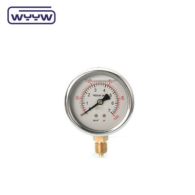 Silicone / Glycerine Liquid Filled Pressure Gauge 0-600bar Aseismic