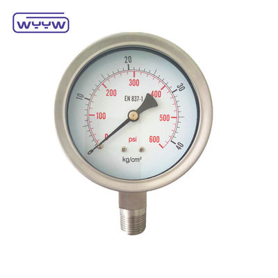 Precision Industrial Laser Welded Liquid Pressure Gauge With Black Aluminum Pointer