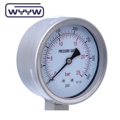 Precision Industrial Laser Welded Liquid Pressure Gauge With Black Aluminum Pointer