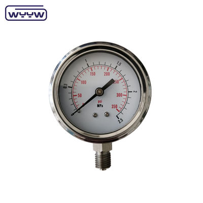 1/4 PT Liquid Filled Manometer Black Painted Aluminium Pointer Acrylic Window