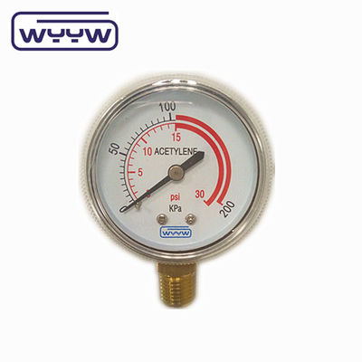 NPT Connector Pressure Testing Gauge For Industrial Oxygen CO2 Ammonia
