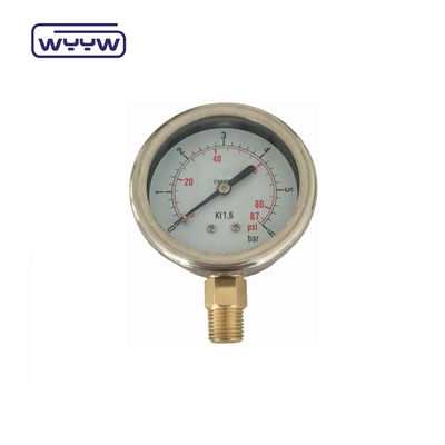 0-100 Mpa Manometer Air Pressure Gauge Bottom Port Connection Type Brass Case