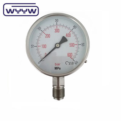 Oil Filling Unavailable To Fill Oil Stainless Steel Pressure Gauge Accuracy Class ±1.6% For Harsh Environments