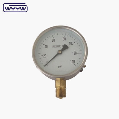 Scale Range Pressure 0 .. 1000 Bar Bourdon Tube Pressure Gauge With Stainless Steel Connector